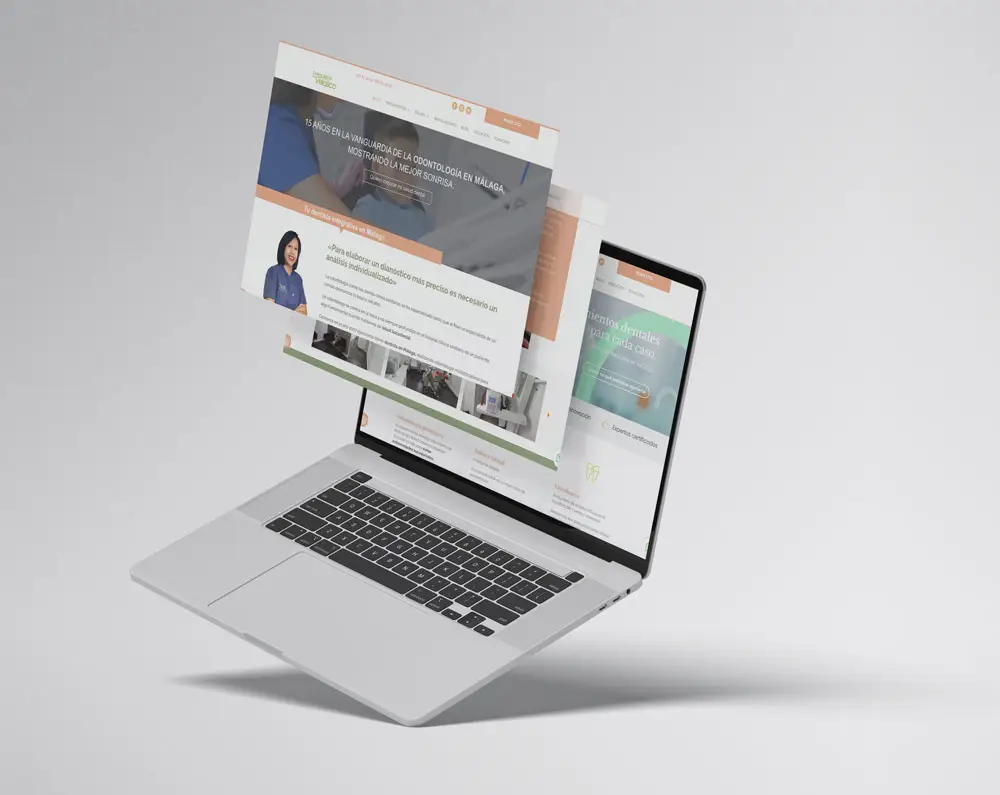 Web de la Clínica Dental Velasco en un portátil