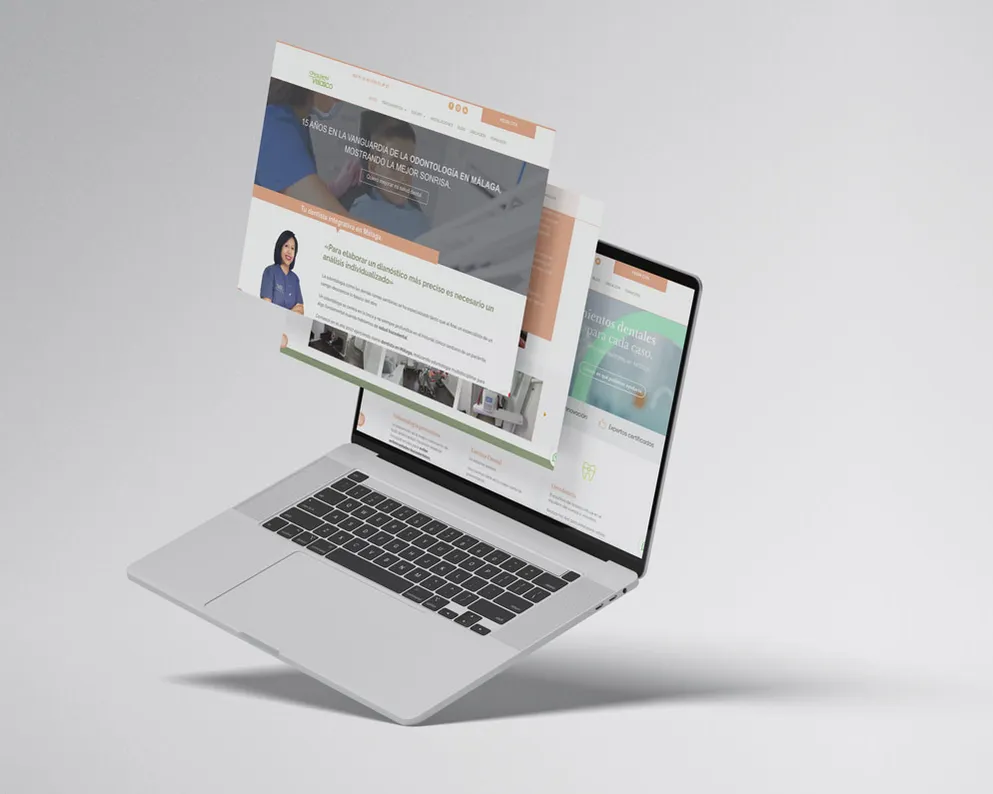 Web de la Clínica Dental Velasco en un portátil