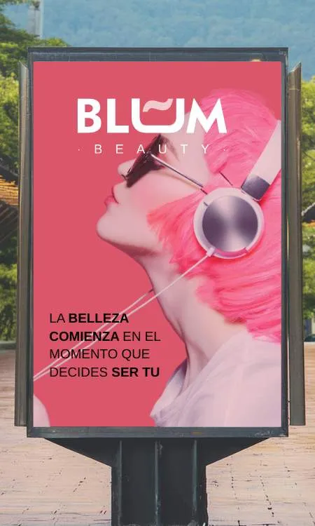 Mupi de Blum Beauty con el lema de la marca