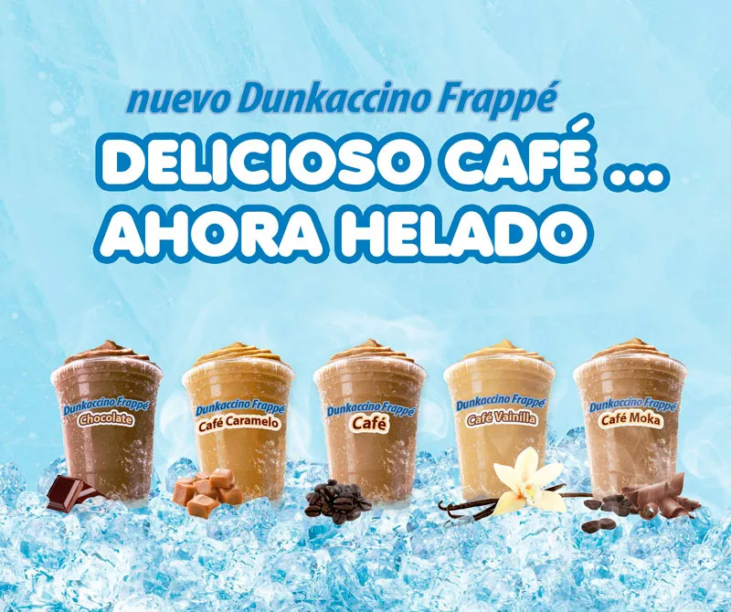 Cartel de Dunkaccino Frappé: delicioso café, ahora helado