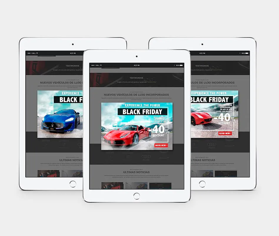 Campaña de Black Friday de Rentlux en tablets