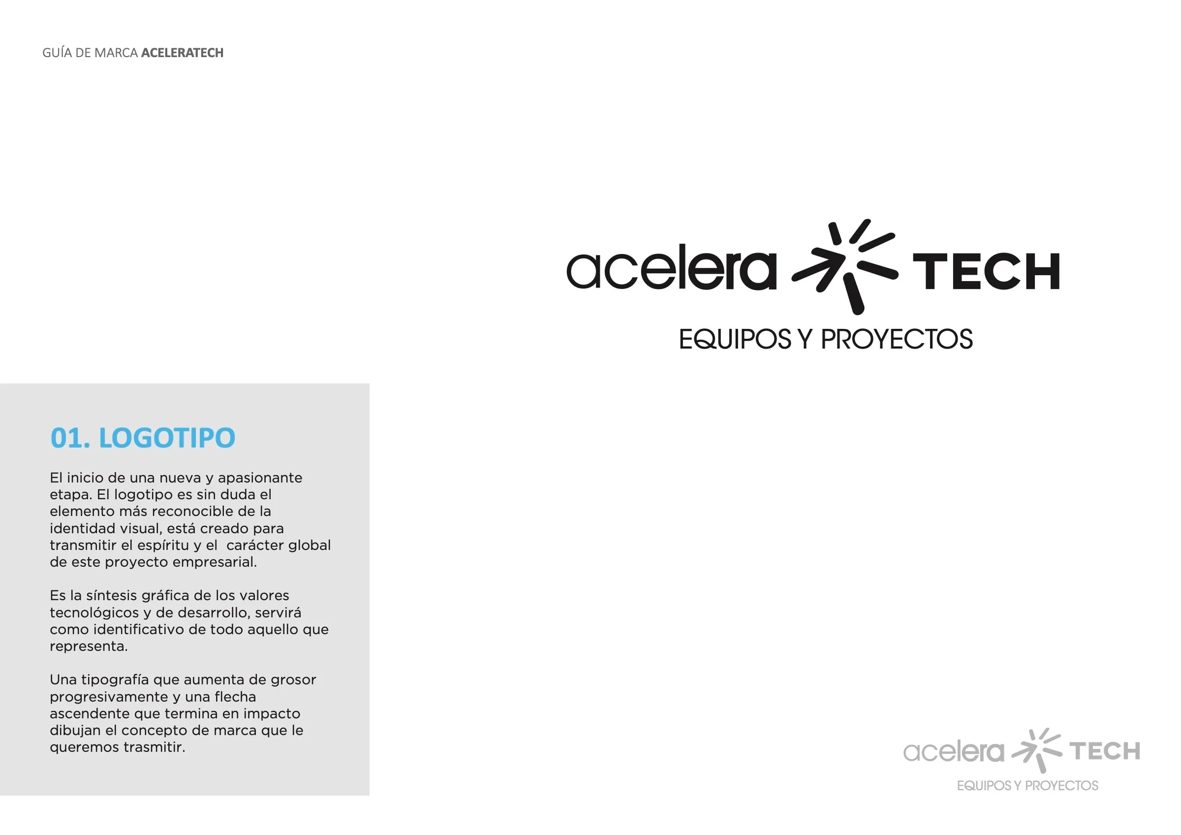 Página del manual con el logotipo de Aceleratech en negro y la explicación del concepto