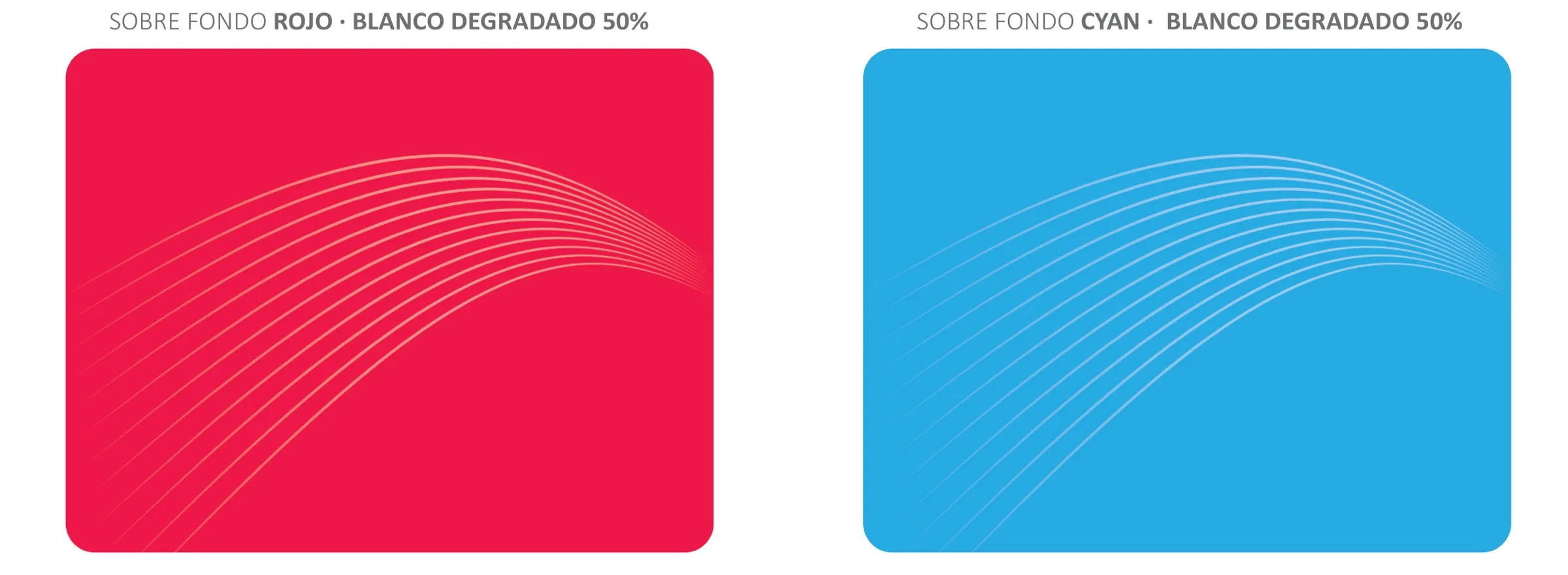 Trama de líneas curvas de Núcleo sobre fondo rojo y sobre fondo cyan